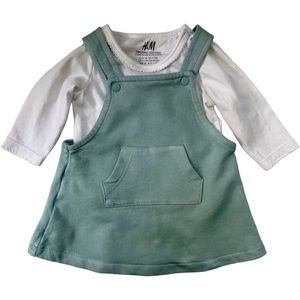 H&M Green Dress with Cream long sleeve undershirt.  Size 1-2 months.